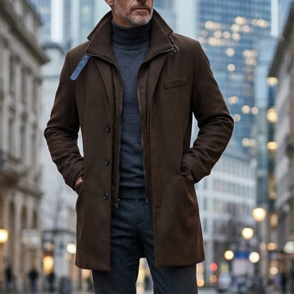 Winter Men's Double-layered Parka Long Warm Jacket with Belt Casual Coats Trench Coat Streetwear Men's Clothing Zipper Coats Man