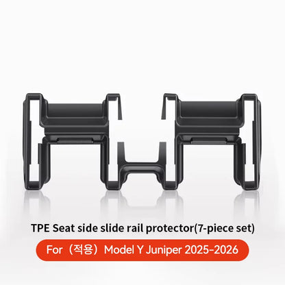 YZ For Tesla Model Y Juniper 2021-2025 TPE PP Under Seat Corner Guard Seat Slide Rails Protector Cover Anti-Kick Decor Flocking