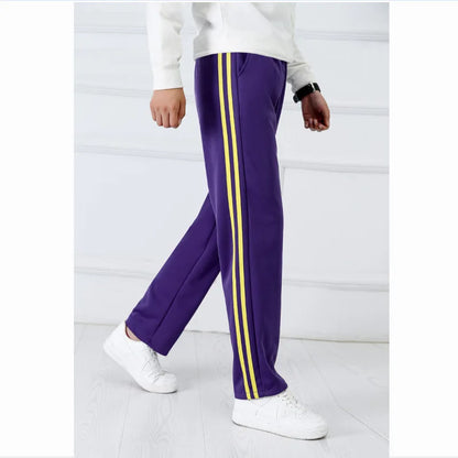 Purple Unisex New Track Pants Casual Sweatpants Mens Striped Bastic Trousers Straight Pants Joggers Simple Work Pants