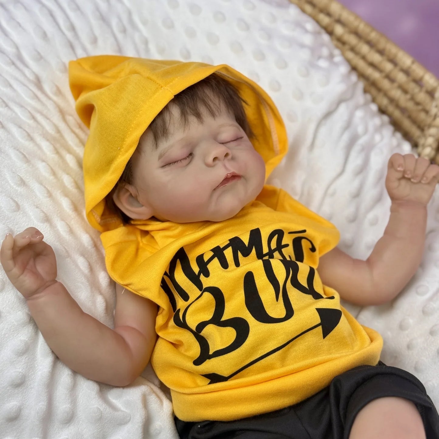BZDOLL 50 CM Asleep Reborn Baby Art Doll Toy for Kids Lifelike Vinyl Limbs Cloth Body Sweet Babies Doll Handmade Birthday Gift