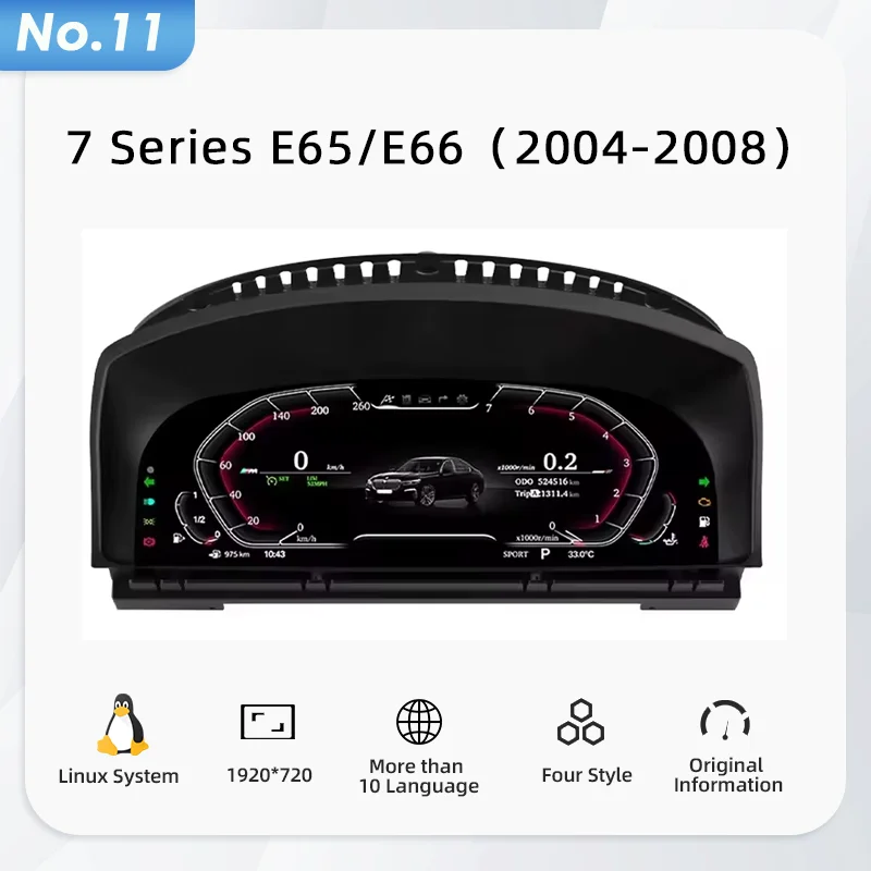 LCD Dashboard for BMW E90 E70 E71 E60 E81 E87 F10 F20 F30 F32 F06 E84 F48 E83 F25 F26 F15 Speedometer Digital Display Cluster