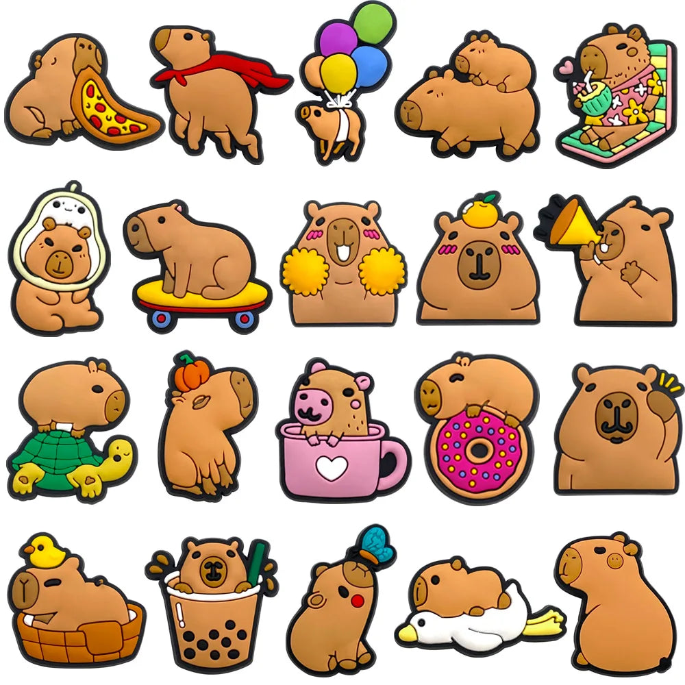 16-100pcs Capybara Summer Shoe Charms Animals Shoe Accessories For Clogs sandal Garden Decoration Kids School Gift Fit Wristband