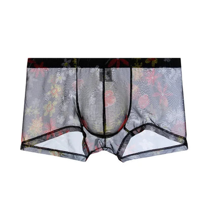 5PCS Men Sexy Seamless Underwear Pants Mens Ultra-thin Transparent Boxershorts Low-rise Mesh Slips Homme Panties Boxer Shorts
