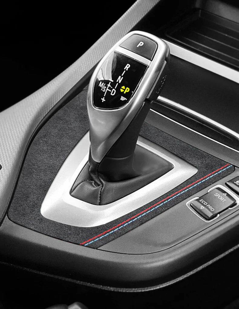 Center Console Gear Shifter Panel Trim Sticker For BMW F20 F21 2012-2019  Made of Alcantara Carbon Fiber Car Interior Accessory