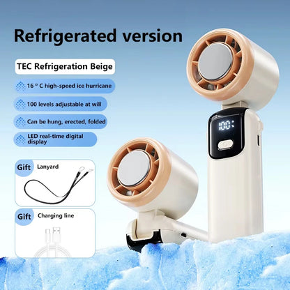 Lenovo Refrigeration Handheld Electric Fan High-speed Violent Turbo Fan Folding Neck Hanging Ice Pack Small Fan Office Outdoor