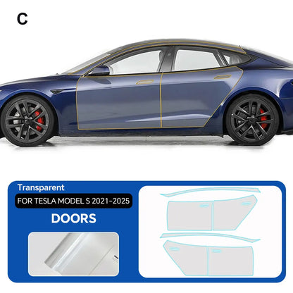 For Tesla Model S 2021-2025 TPU Car Film 9Mil Pre-Cut Paint Protection Film Full Vehicle PPF Invisible Anti-scratch Vinyl Wrap