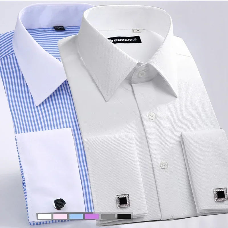 French Cufflinks Shirt, Men's Long Sleeve, Four Seasons Gentlemen's Shirt, One Piece, Multi color, Business Casual Shirt