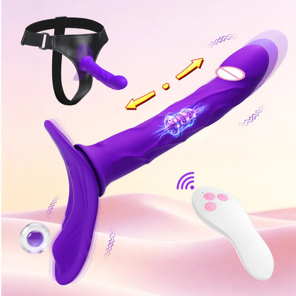 Thrusting Vibrator Remote Control Vibrating Silicone Strap On Dildo G Spot Wearable Pegging Panties Vibrators Sex Toy for Women