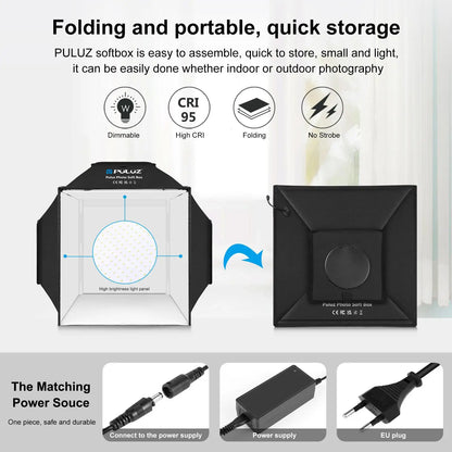PULUZ 40cm Folding 72W 5500K Studio Shooting Tent Soft Box Photography Lighting Kit with 4 Colors Backdrops LED Photo Softbox