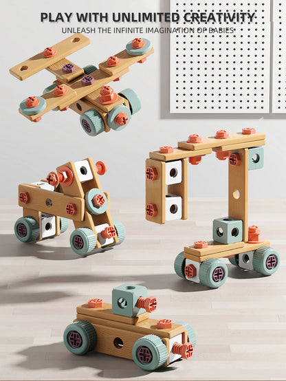 Kids Tool Set DIY Nut Assembly Puzzle Simulated Screwing Toolbox Early Educational Disassembly Repair Kit STEM Montessori Toys