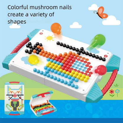 373pcs/Set Creative Mosaic Toy Gifts Children Nail Composite Picture Puzzle Creative Mosaic Mushroom Nail Kit Puzzle Toys