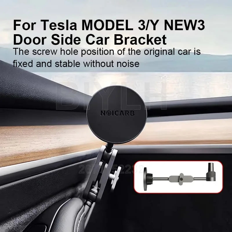 Car Metal Mobile Phone Holder For Tesla MODEL Y Model 3 Highland 2025 Powerful Magnetic Door Side Mobile Phone Holder Accessorie