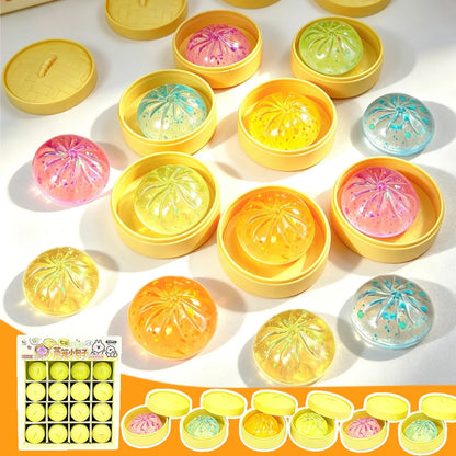 1-10Pcs Glitter Dumpling Squishy Blind Box, Maltose Slow Rebound Toy, Hidden Design Bun with Steamer, Sensory Stress Relief Gift
