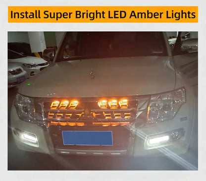 4Pcs 6Pcs Front Grille LED Lights For Mitsubishi Pajero Montero Sport  Outlander Amber DRL Daytime Running Warning Lamps