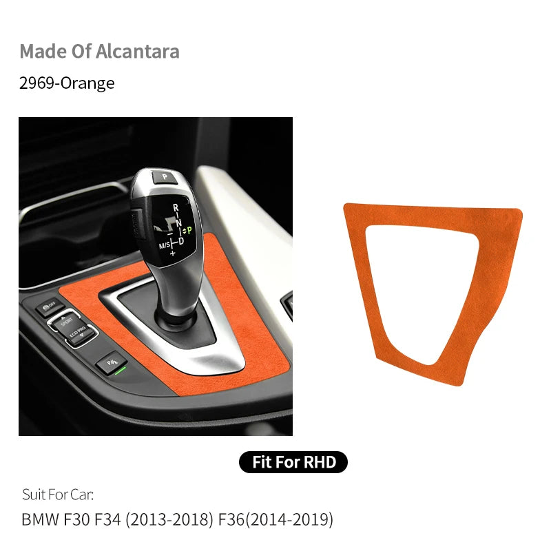 For BMW F30 F34 F36 Gear Shift Control Panel Trim Frame Decorative Sticker Made of Alcantara Car Interior Tuning Accessories