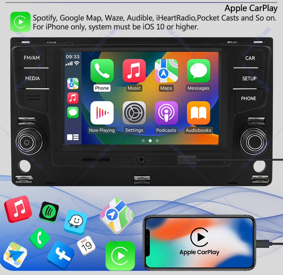 Noname 5GD035280B MIB Carplay Car Radio for VW Golf MK7 MK7.5 Passat B8 Sportvan Tiguan Bluetooth 6.5 inch Android Auto Player