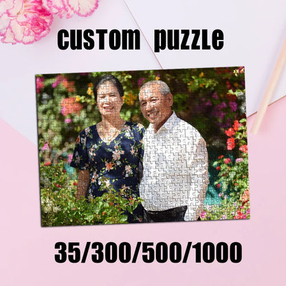 35/300/500/1000pcs Personalized Custom Photo Puzzle family photo For Him Her Family Friends Children For Birthdays For Weddings