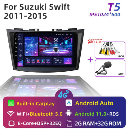 JUNDOF 9" CarPlay 2DIN Android Auto Car Radio Stereo For Suzuki Swift 2011 2012 2013 2014 2015 2016GPS Multimedia Video Player