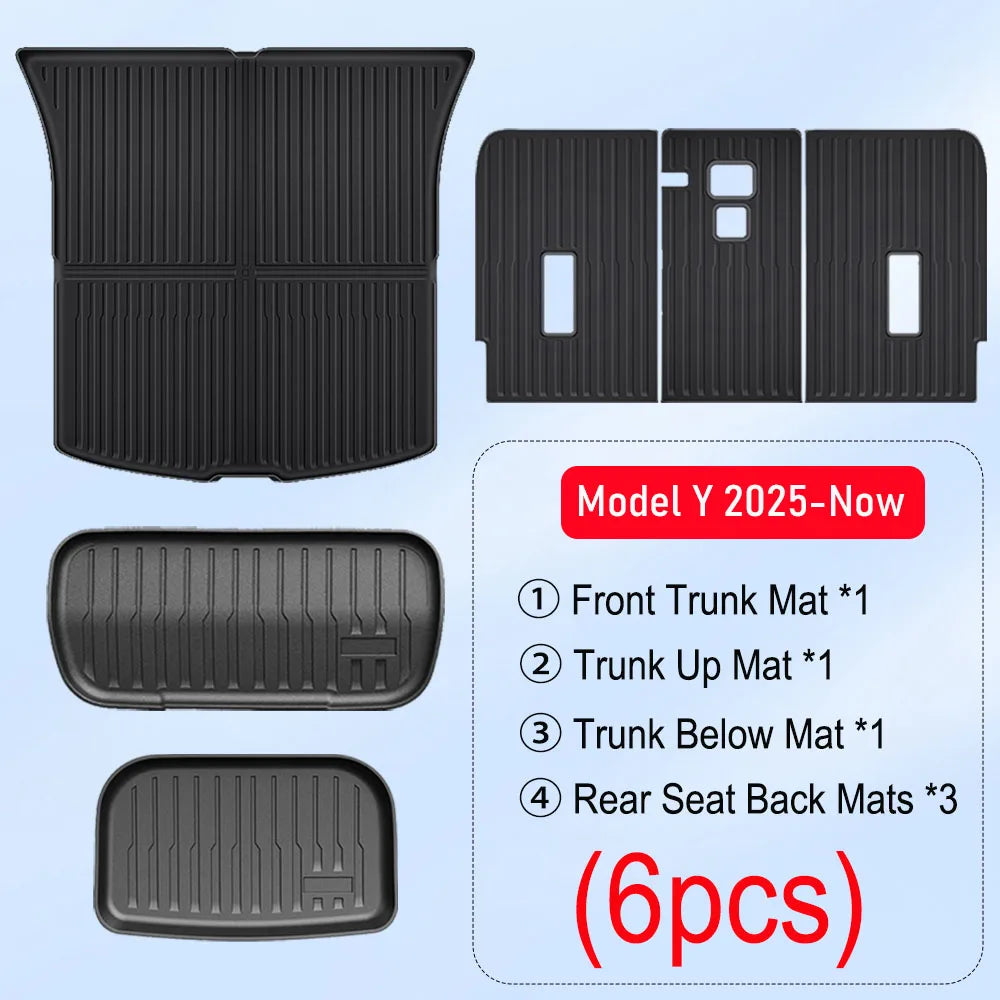 Cargo Liners for 2025 2026 Tesla Model Y Juniper Trunk Mat Front Rear Frunk Trunk Mats Tailgate Tray Pad Protector Accessories