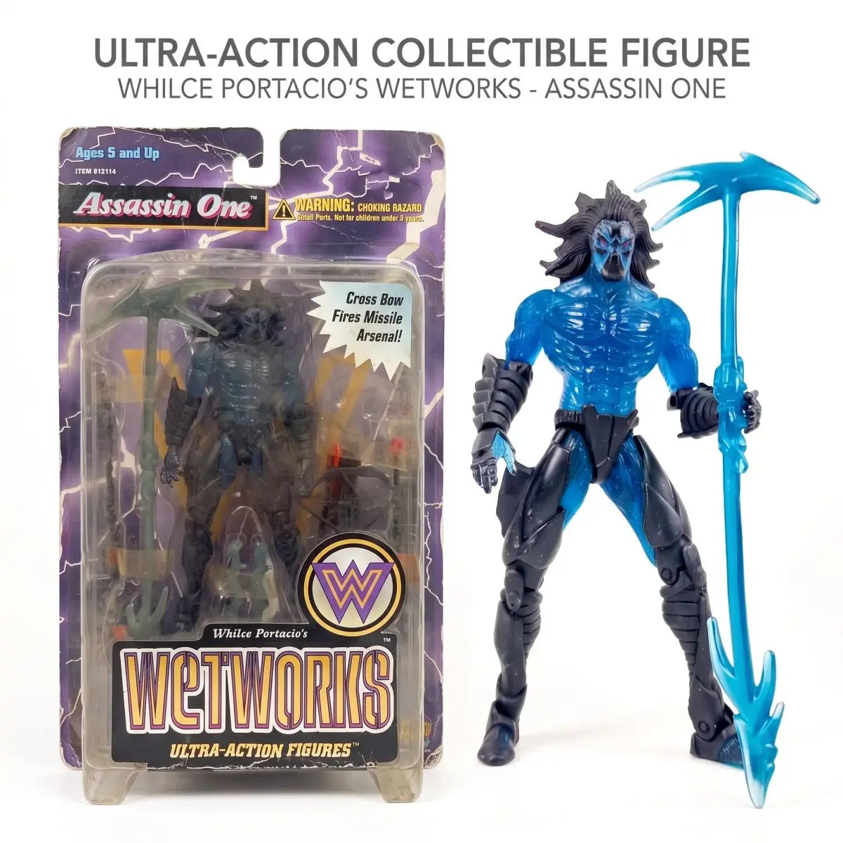 1996 Wetworks Assassin Vintage Image Comics Action Figure, Rare Collectible Toy, Box Slightly Crushed All Accessories Complete