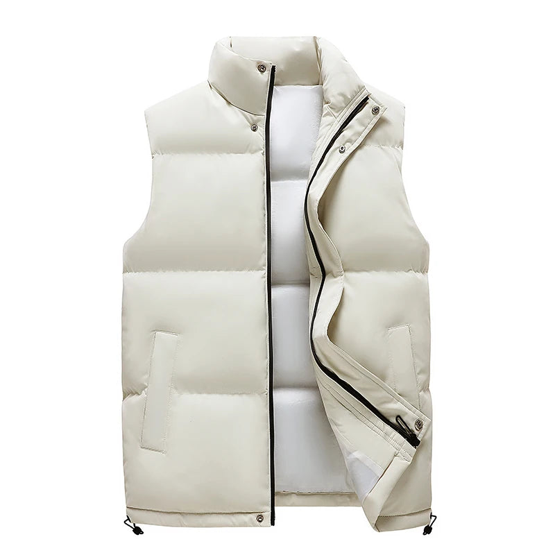 Winter Outdoor Thick Warm Solid Color Stand up Collar Loose Versatile Vest High Quality Casual Fashion Trendy Warm Heated Vest