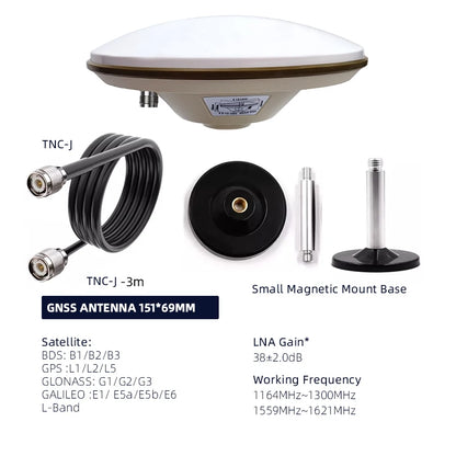 HONGXIN Full-Band RTK GNSS Antenna, High-Precision Multi-Constellation GPS for Surveying & Mapping, SMA/TNC Connector