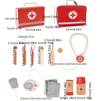 Wooden Pretend Play Doctor Educational Toys for Children Medical Simulation Medicine Chest Set for Kids Role Playing Pretend Toy
