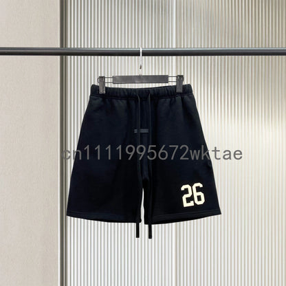 FW26 Double Line Luxury Design Men's Casual Shorts Rubber Number 26 Logo Shorts Designer Brand Couple High Street Loose Shorts