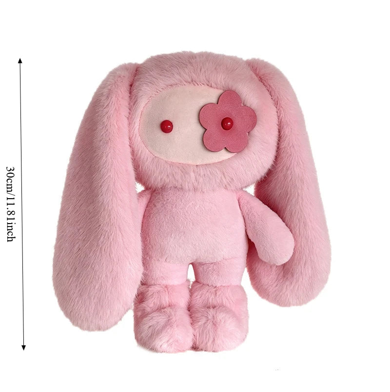 18/30cm Juju Rabbit Keychain Flower Eye Juju Rabbits Keyring Long Ears Bunny Keyring Cute Rabbit Pendant Halloween Birthday Gift