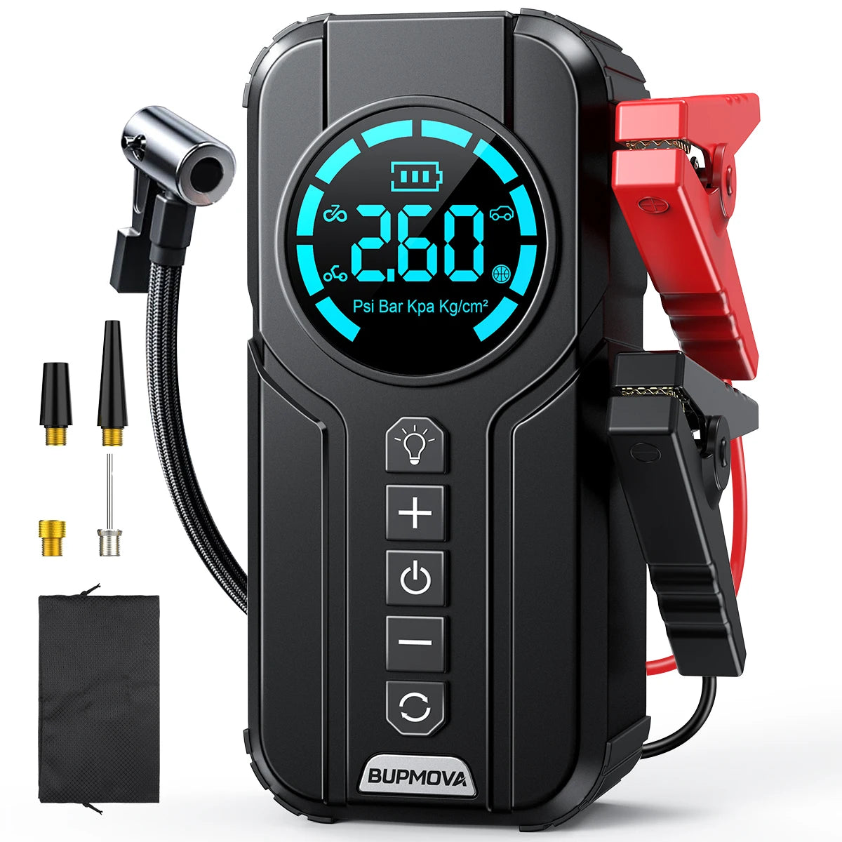 Car Jump Starter with Air Compressor Peak  Auto Battery Booster 150PSI Air Pump Portable Power Bank Tire Inflator Lighting