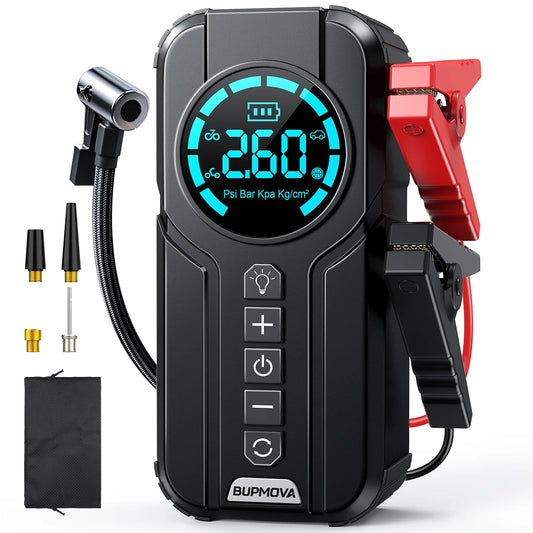 Car Jump Starter with Air Compressor Peak  Auto Battery Booster 150PSI Air Pump Portable Power Bank Tire Inflator Lighting