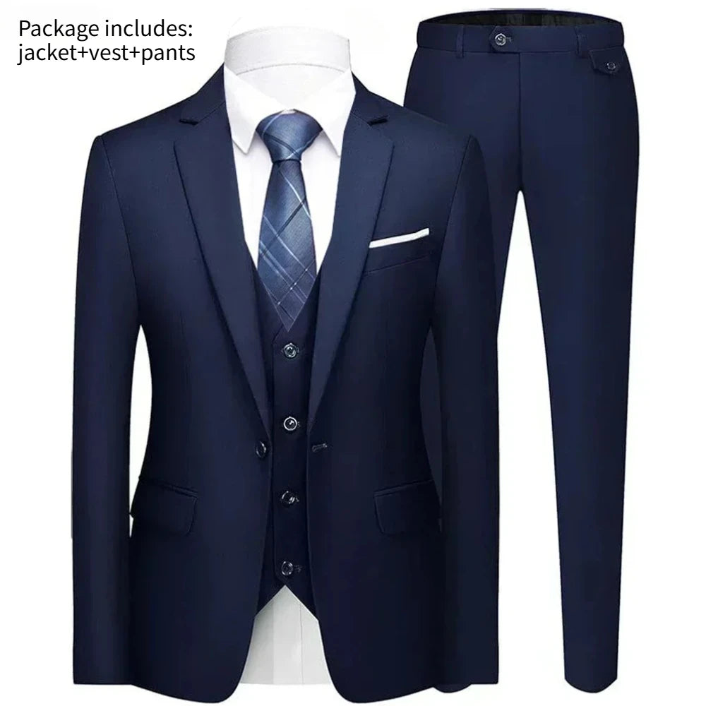 Elegant Men Suit For Wedding 3 Pieces 2 Sets Jackets Vest Pants Blazers Full Fashion Slim Fit Coats 2025 Formal Classic Costume