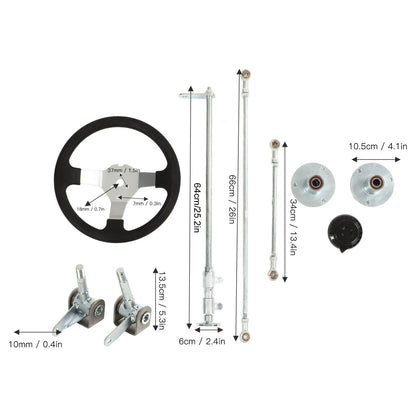 Tie Rod Ball Joint Kit Heavy Duty Smooth  300mm Go Karts Front Steering Wheel Kit Better Grip for 150cc‑250cc Engine