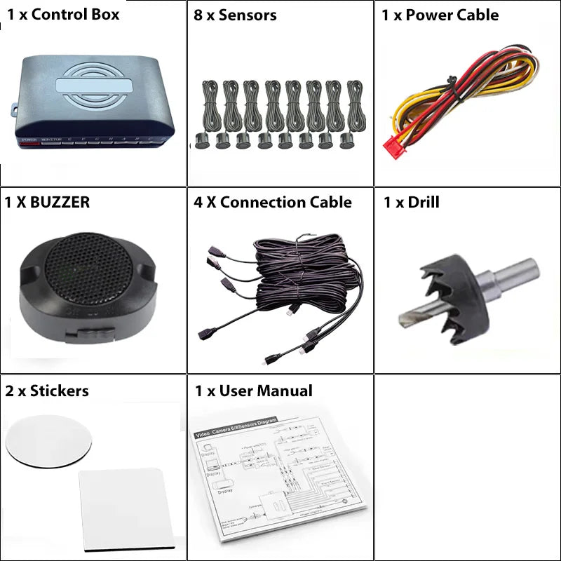 Car Parking Sensor Backup Radar Reversing Assistance Aid Kit with Audio Buzzer Alarm Parking Radar System Car Parking Sensors