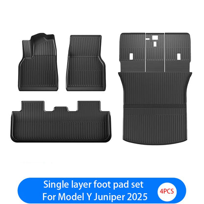For New Tesla Model Y Launch 2026+ Juniper 2026+ TPE Floor Mats & Cargo Liner, All Weather Trunk Mats Floor Liner Backrest Mats