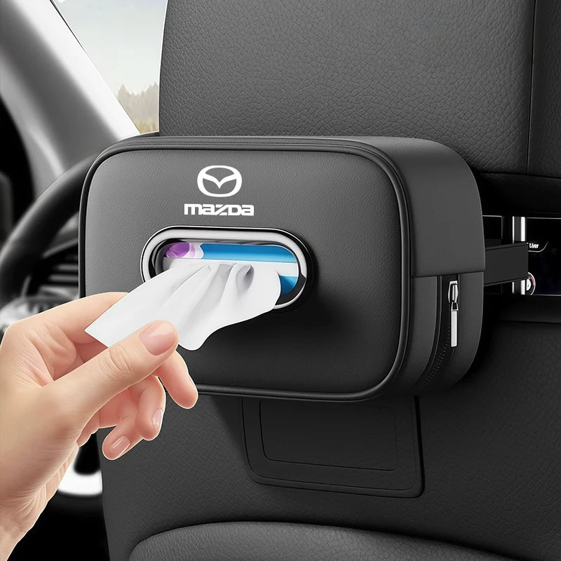 Leather Car Tissue Box Holder Back Seat Multi Storage Bag For Mazda 3 CX5 CX30 MX5 CX3 CX9 CX7 MX3 MX6 CX50 CX60 CX70 CX80 CX90