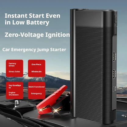 Smart Portable 12V Emergency Jump Starter Power Bank with Multi-function for Car Auto Battery Booster and Quick Device Charging.