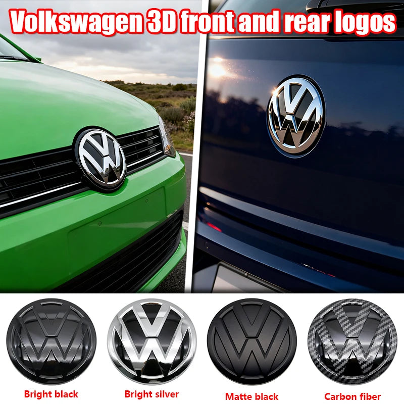 1Pc For Volkswagen Polo Car Emblem Logo With VW Polo 2014 2015 2016 2017 2018 Car Logo 122mm Front Bonnet Hood 110mm Rear Trunk