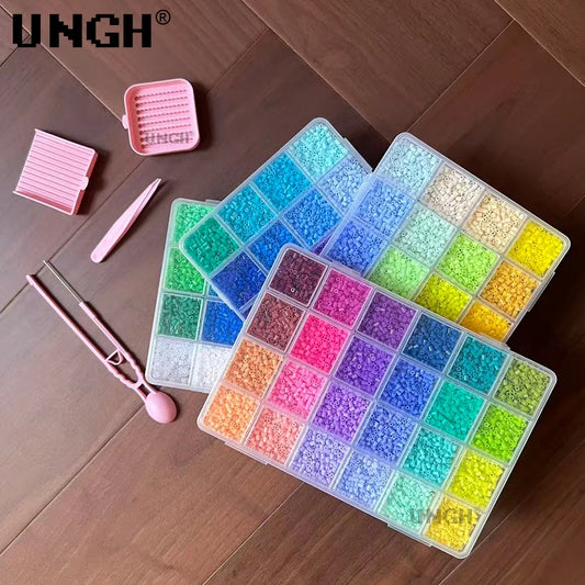 UNGH 40000pcs 2.6mm Perler Mard Bean Box with 4pcs baseplate Fusion Bean Handmade DIY Jewelry Bracelet Earrings Accessories