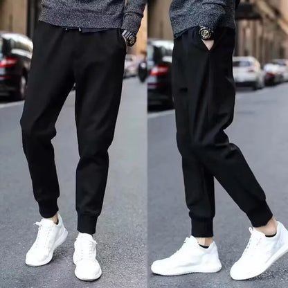Men's Winter Thickened Fleece Lined Corduroy Wide Leg Sporty Casual Pants Loose Fit Straight Leg Long Trousers Fashionable Yo...