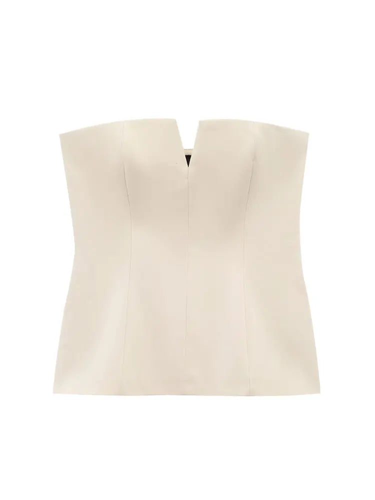 HH Women Elegant Strapless Corset Top with Front V Notch Tube Top for Woman Wedding Guest Dinner Party Outfits