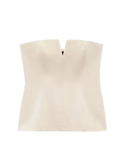 HH Women Elegant Strapless Corset Top with Front V Notch Tube Top for Woman Wedding Guest Dinner Party Outfits