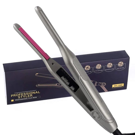 Mini Hair Straightener Curler For Short Hair Titanium Plate Beard Thin Pencil Flat Iron Travel Dual Voltage Hair Styling Tools