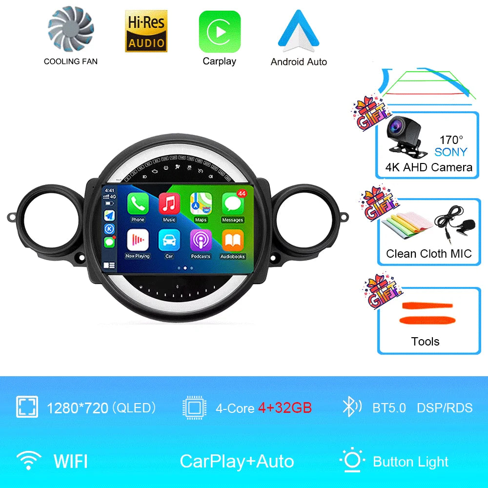 Car Radio Android 16 For BMW Mini Cooper R56 R60 R51 2006 - 2015 GPS Carplay Navigation Stereo Auto DSP BT DVD Multimedia Player