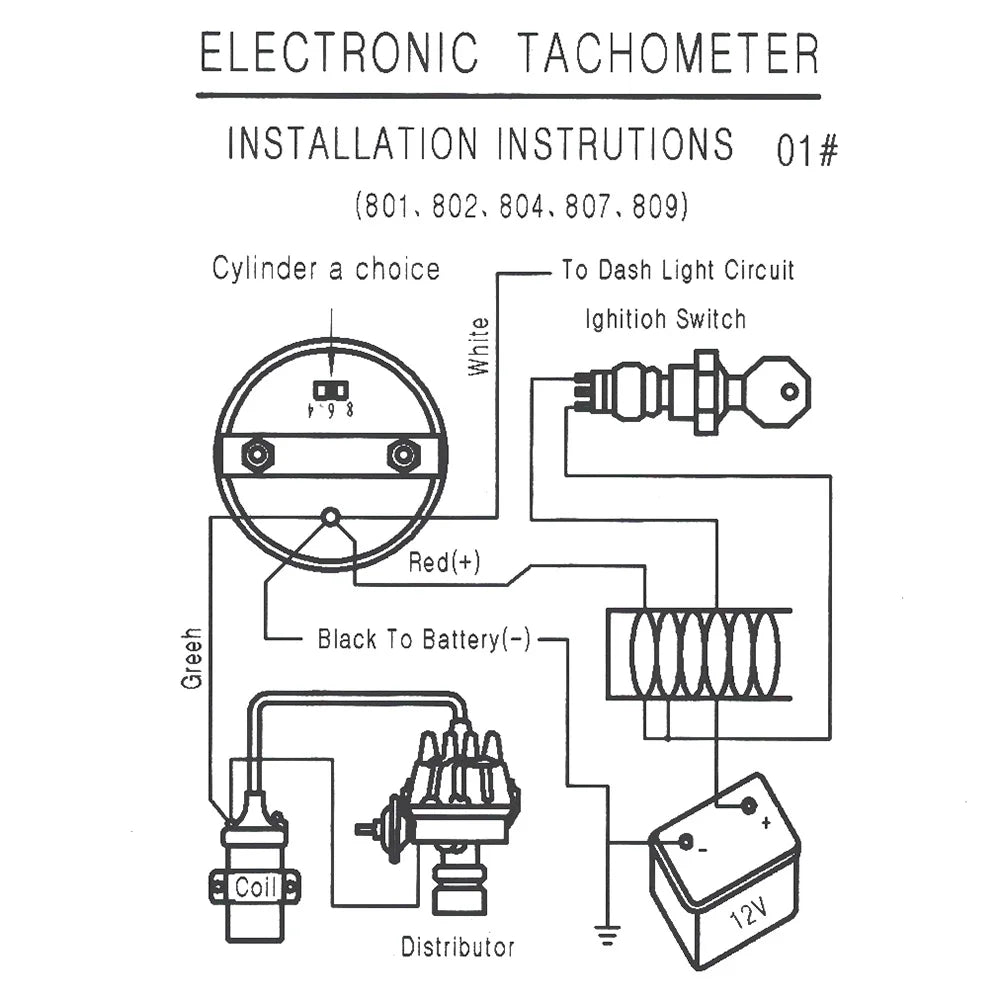 12V Tachometer Gauge 3.75'' Car Universal Black Tachometer Gauge 7color Inter Shift Light 0-8000 RPM Fit 4 6 8 Cylinder
