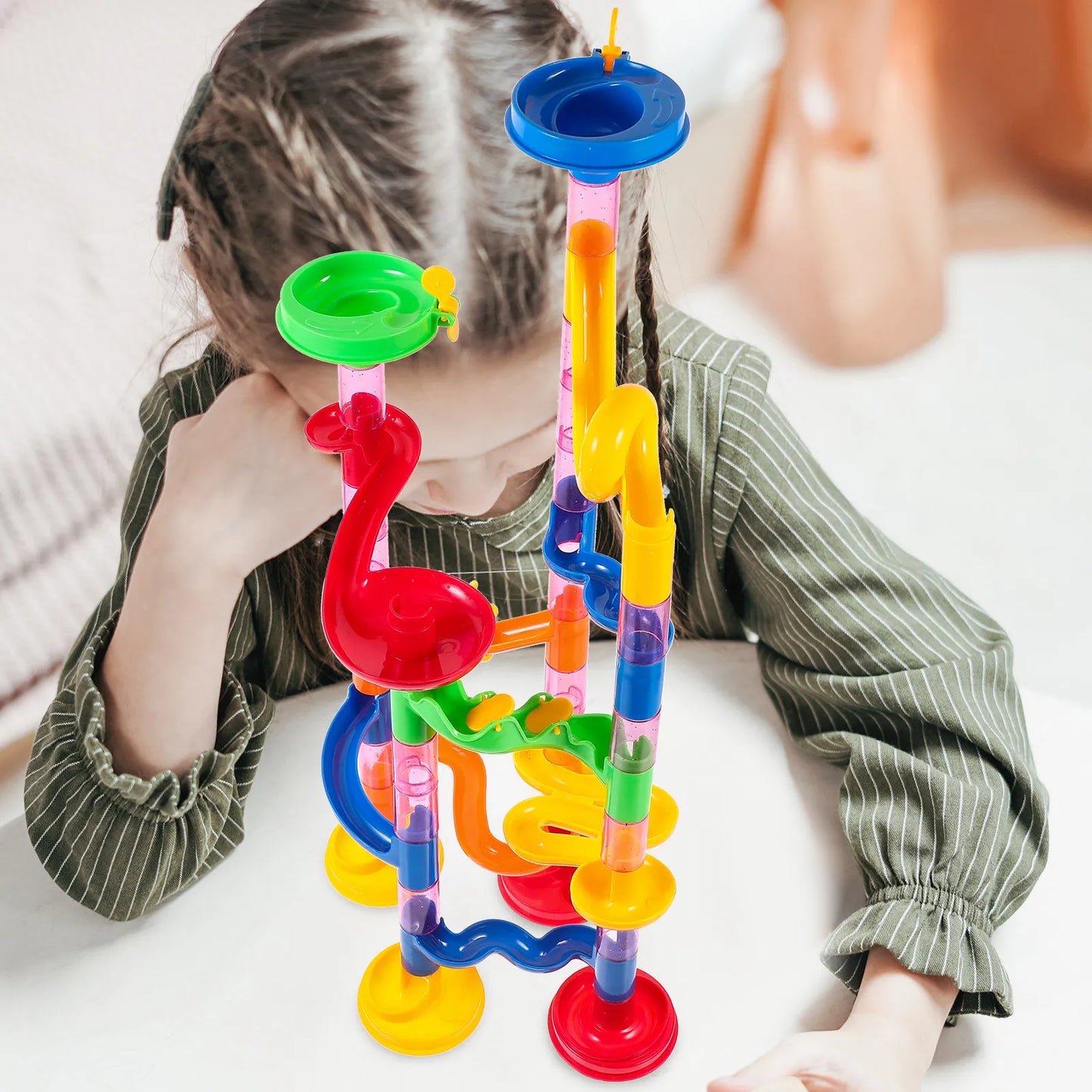 50Pcs Rolling Ball Track DIY Assembled Pipe Set Creative Educational Building Construction Railway Blocks for Kids Development