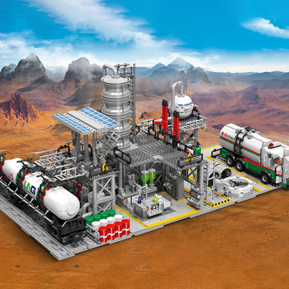 City Street View Building Blocks Natural Gas Storage Center Laboratory Transport Station 3 In 1 Assembly Model Bricks Adult Gift