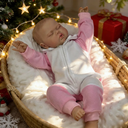 BZDOLL 20 Inch 3D Skin & Veins 50 CM Fat Reborn Asleep Baby Doll Cloth Body Vinyl Limbs Lifelike Birthday Gift