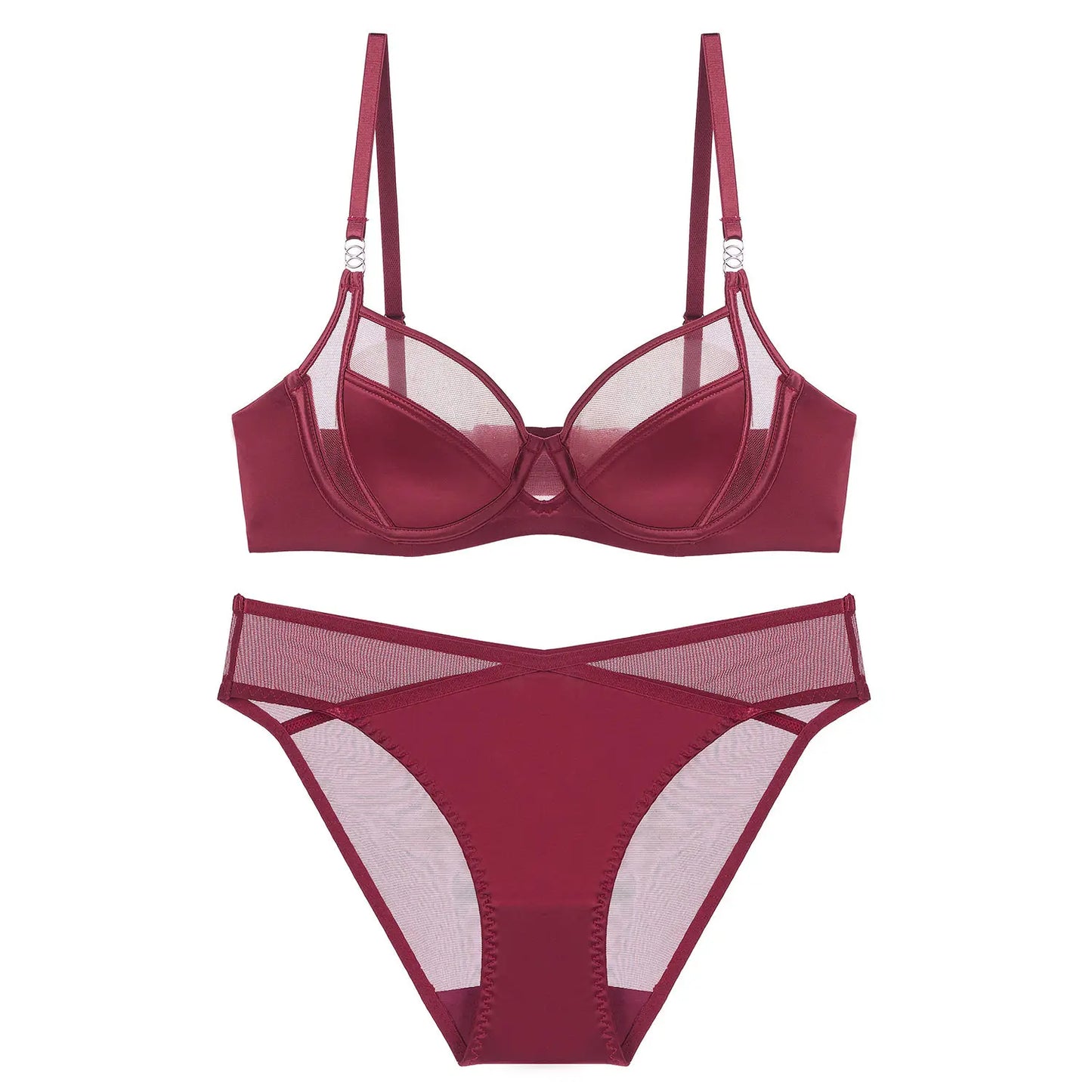 Women Stylish Summer Lingerie Set Satin Soft Wire Bra Push Up Support Anti Sagging Uplifting Minimizing Comfort Daily Wear