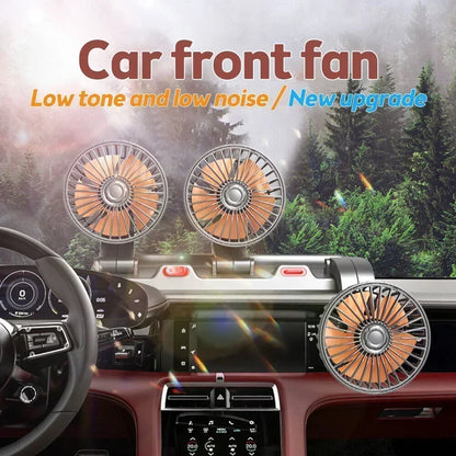 3 Heads Car Fan 360° Adjustable Cooling Fan USB/12V/24V Car Electric Fan 2 Speed Silent Cooler for Dashboard RV Truck SUV